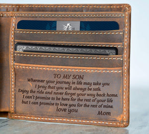 V1726 - Never Forget Your Way Back Home - For Son From Mom Engraved Wallet