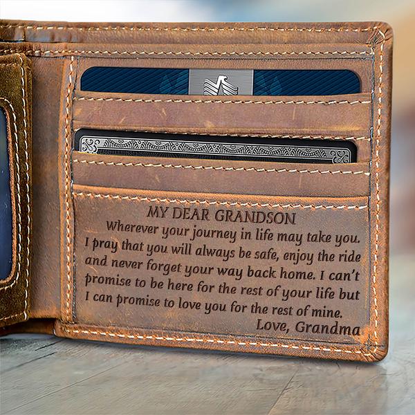 V1777 - My Dear Grandson From Grandma - For Grandson Engraved Wallet