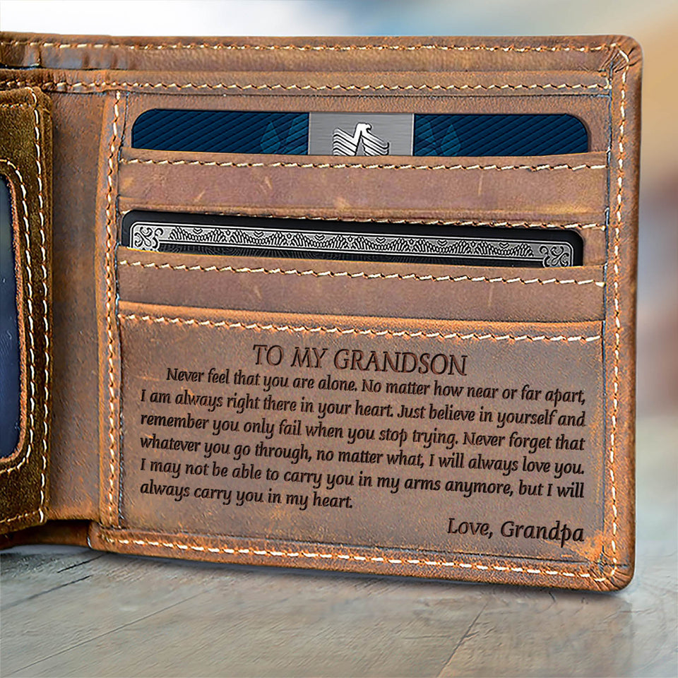 V1780 - Always in my heart From Grandpa - For Grandson Engraved Wallet